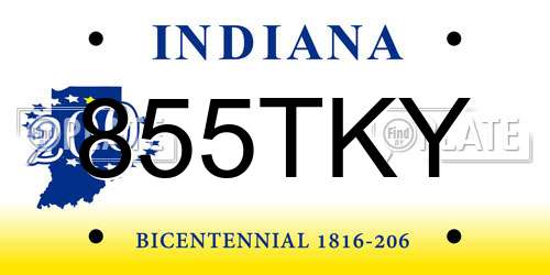 855TKY Indiana License Plate