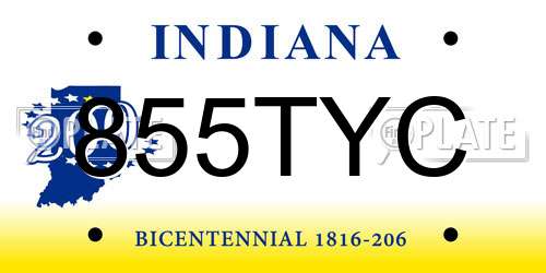 855TYC Indiana License Plate