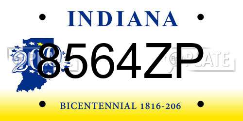 8564ZP Indiana License Plate