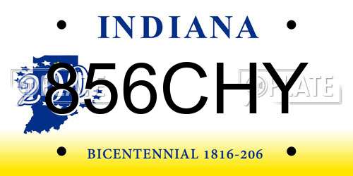 856CHY Indiana License Plate