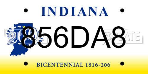 856DA8 Indiana License Plate