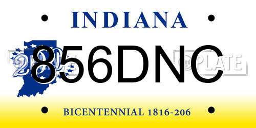 856DNC Indiana License Plate