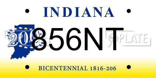 856NT Indiana License Plate