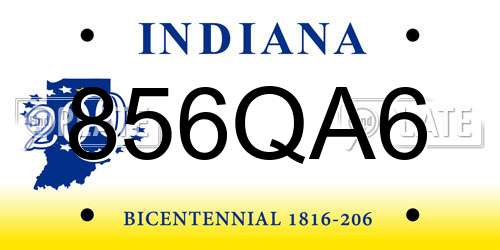 856QA6 Indiana License Plate