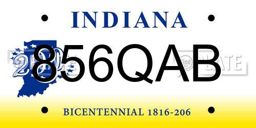 856QAB Indiana License Plate