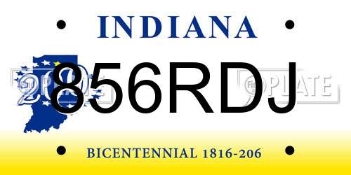 856RDJ Indiana License Plate