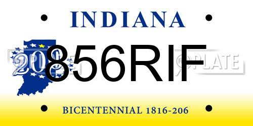 856RIF Indiana License Plate