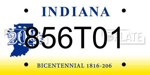 856T01 Indiana License Plate