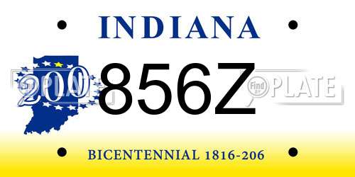 856Z Indiana License Plate