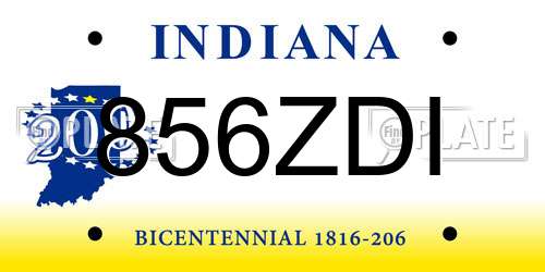 856ZDI Indiana License Plate