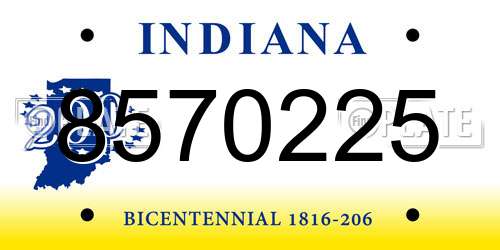 8570225 Indiana License Plate