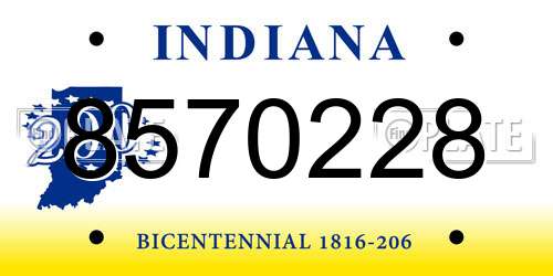 8570228 Indiana License Plate