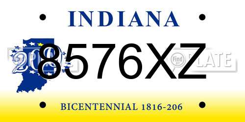 8576XZ Indiana License Plate