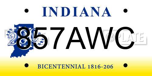 857AWC Indiana License Plate