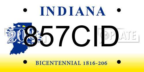 857CID Indiana License Plate