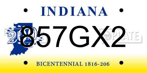857GX2 Indiana License Plate