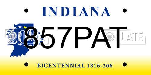 857PAT Indiana License Plate