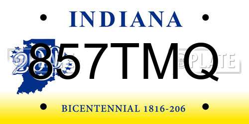 857TMQ Indiana License Plate