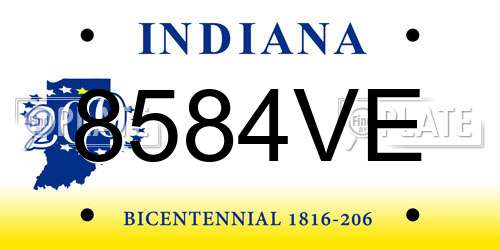 8584VE Indiana License Plate