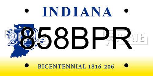 858BPR Indiana License Plate