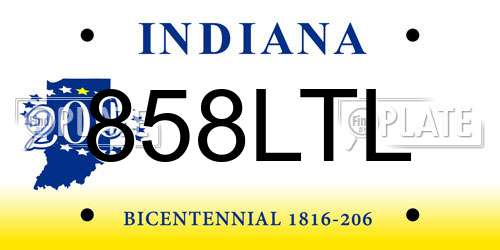 858LTL Indiana License Plate