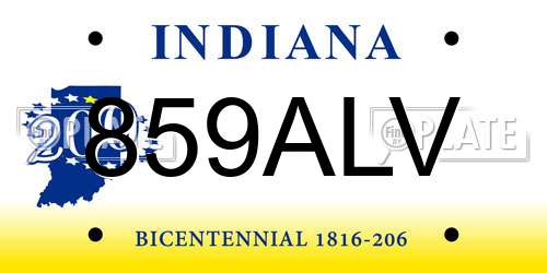 859ALV Indiana License Plate
