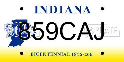 859CAJ Indiana License Plate