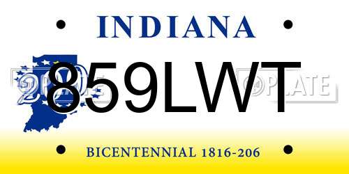 859LWT Indiana License Plate