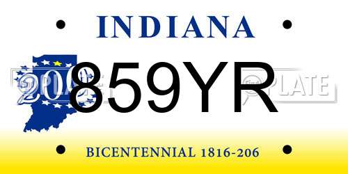 859YR Indiana License Plate