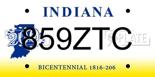 859ZTC Indiana License Plate