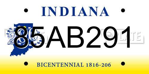 85AB291 Indiana License Plate