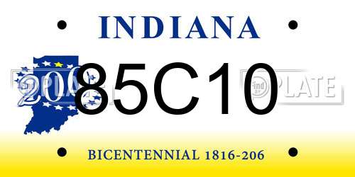 85C10 Indiana License Plate