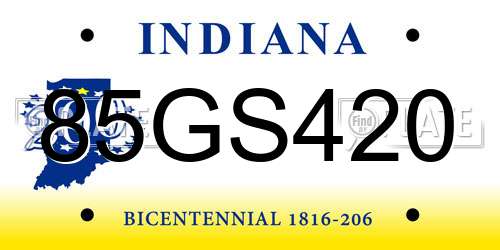 85GS420 Indiana License Plate