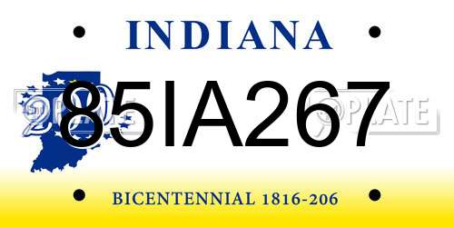 85IA267 Indiana License Plate