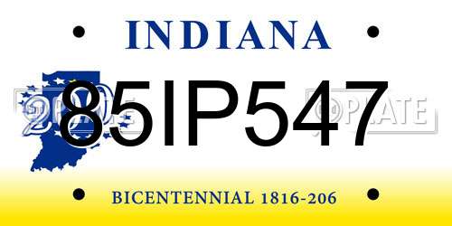 85IP547 Indiana License Plate