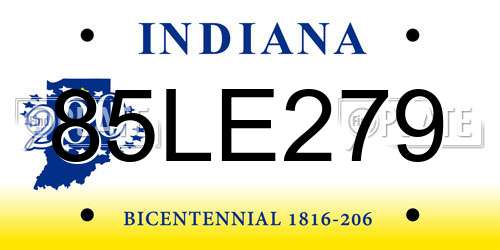 85LE279 Indiana License Plate