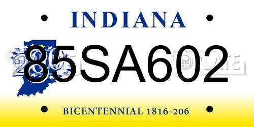 85SA602 Indiana License Plate