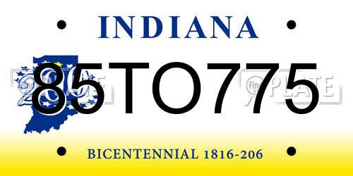 85TO775 Indiana License Plate