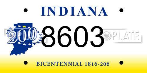8603 Indiana License Plate