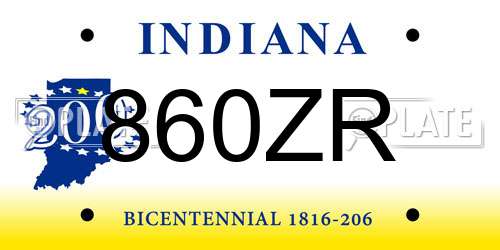 860ZR Indiana License Plate