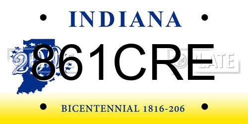 861CRE Indiana License Plate