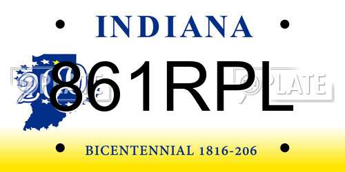 861RPL Indiana License Plate