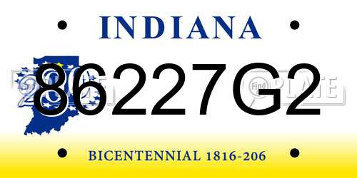 86227G2 Indiana License Plate