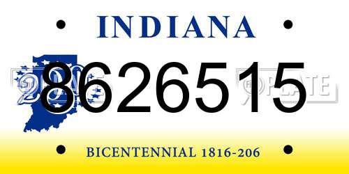 8626515 Indiana License Plate