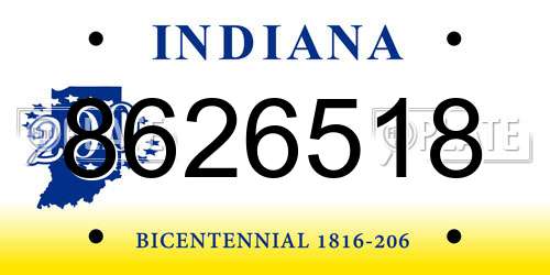 8626518 Indiana License Plate