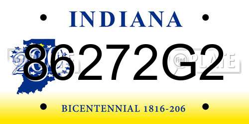 86272G2 Indiana License Plate