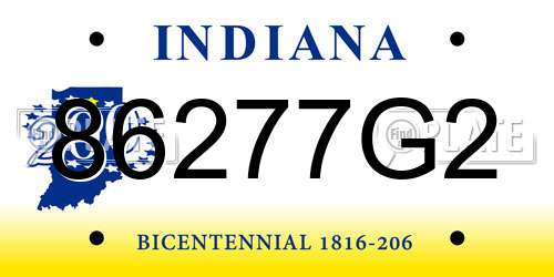 86277G2 Indiana License Plate