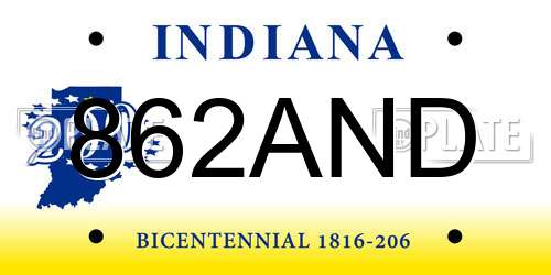 862AND Indiana License Plate