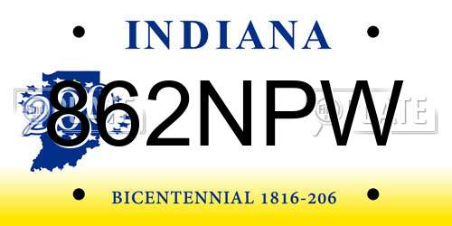862NPW Indiana License Plate