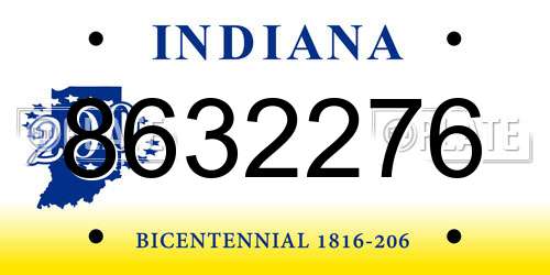 8632276 Indiana License Plate